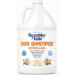 Scrubby Tails Natural Oatmeal Vanilla Ice Cream Scented Itchy Skin Relief Dog Shampoo, 1-gal