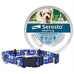 SecureAway Dog Flea Collar Protector, 10-14-in, MultiBone + Seresto Flea & Tick Collar for Dogs, up to 18-lbs, 1 Collar (8-mos. supply)