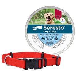 SecureAway Dog Flea Collar Protector, 14-20-in, Red + Seresto Flea & Tick Collar for Dogs, over 18-lbs, 1 Collar (8-mos. supply)