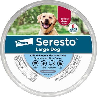 Show full view: SecureAway Dog Flea Collar Protector, 18-26-in, Black + Seresto Flea & Tick Collar for Dogs, over 18-lbs, 1 Collar (8-mos. supply) slide 6 of 10