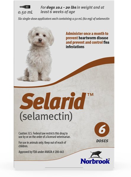 Selarid Topical Solution for Dogs, 10.1-20 lbs, (Brown Box)