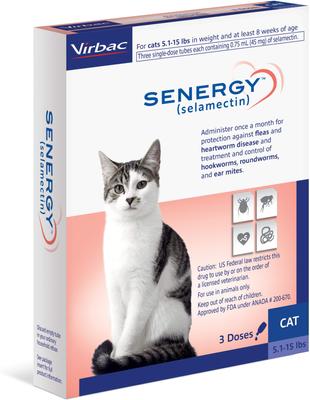 Show full view: Senergy Topical Solution for Cats, 5.1-15 lbs, (Blue Box), 3 Doses (3-mos. supply) slide 3 of 6