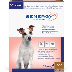 Senergy Topical Solution for Dogs, 10.1-20 lbs, (Brown Box), 3 Doses (3-mos. supply)