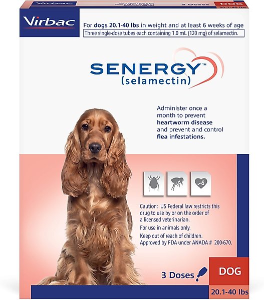Senergy Topical Solution for Dogs, 20.1-40 lbs, (Red Box)