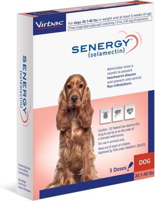 Show full view: Senergy Topical Solution for Dogs, 20.1-40 lbs, (Red Box), 3 Doses (3-mos. supply) slide 3 of 5