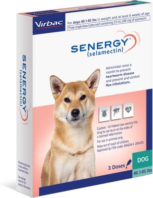 Show full view: Senergy Topical Solution for Dogs, 40.1-85 lbs, (Teal Box), 3 Doses (3-mos. supply) slide 3 of 6