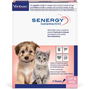 Senergy Topical Solution for Puppies & Kittens, up to 5 lbs, (Mauve Box), 3 Doses (3-mos. supply)