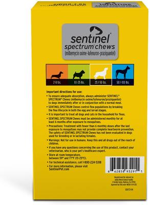 Sentinel Spectrum Chew for Dogs, 25.1-50 lbs, (Yellow Box)