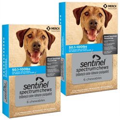 Sentinel Spectrum Chew for Dogs, 50.1-100 lbs, (Blue Box), 12 Chews (12-mos. supply)