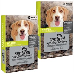 Sentinel Spectrum Chew for Dogs, 8.1-25 lbs, (Green Box), 12 Chews (12-mos. supply)