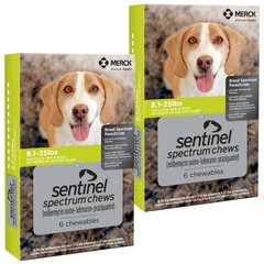 Sentinel Spectrum Chew for Dogs, 8.1-25 lbs, (Green Box), 12 Chews (12-mos. supply)