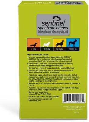 Show full view: Sentinel Spectrum Chew for Dogs, 8.1-25 lbs, (Green Box), 6 Chews (6-mos. supply) slide 2 of 6