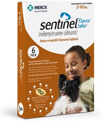 Sentinel Flavor Tabs for Dogs, 2-10 lbs, (Brown Box), 6 Tablets (6-mos. supply)