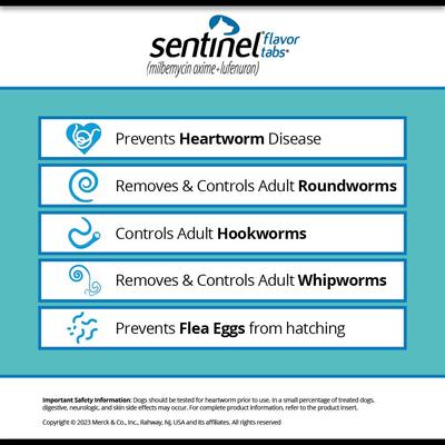Show full view: Sentinel Tablet for Dogs, 51-100 lbs, (White Box), 6 Tablets (6-mos. supply) slide 4 of 7