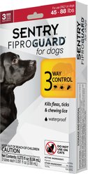 Sentry FiproGuard Flea & Tick Spot Treatment for Dogs, 45-88 lbs, 3 Doses (3-mos. supply)