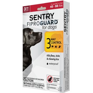 Sentry FiproGuard Flea & Tick Spot Treatment for Dogs, 45-88 lbs, 3 Doses (3-mos. supply)