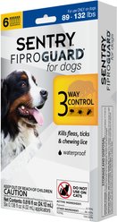 Sentry FiproGuard Flea & Tick Spot Treatment for Dogs, 89-132 lbs, 6 Doses (6-mos. supply)