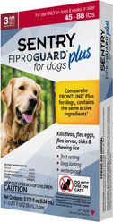 Sentry Fiproguard Plus Squeeze-On Dog Flea & Tick Treatment, 45 - 88lbs, 3 treatments(3-Month Protection)