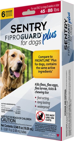 Sentry Fiproguard Plus Squeeze-On Dog Flea & Tick Treatment, 45 - 88lbs