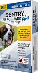 Sentry Fiproguard Plus Squeeze-On Dog Flea & Tick Treatment, 89 - 132lbs, 6 doses (6-mos. supply)