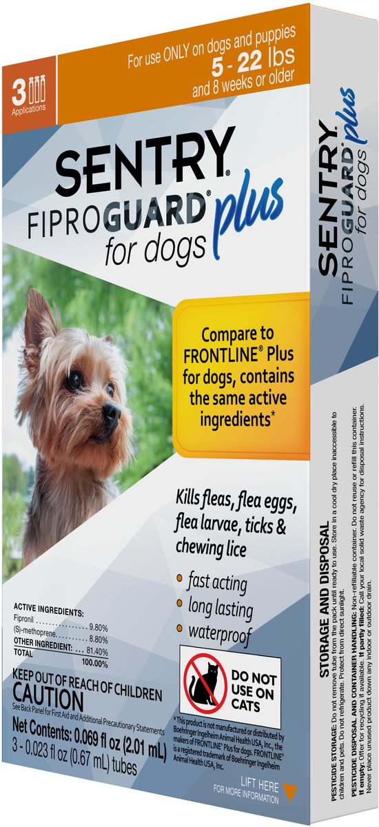 Sentry FiproGuard Plus Flea & Tick Squeeze-On for Dogs (up to 22 lb)