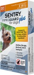 Sentry Fiproguard Plus Squeeze-On Flea & Tick Treatment for Dogs, 5 - 22lbs, 3 treatments(3-Month Protection)
