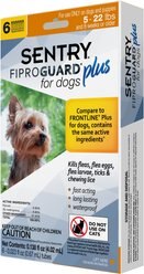 Sentry Fiproguard Plus Squeeze-On Flea & Tick Treatment for Dogs, 5 - 22lbs, 6 treatments(6-Month Protection)