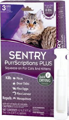 Show full view: Sentry PurrScriptions Flea & Tick Spot Treatment for Cats, over 6 lbs, 3 Doses (3-mos. supply) slide 4 of 7