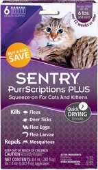 Sentry PurrScriptions Flea & Tick Spot Treatment for Cats, over 6 lbs, 6 Doses (6-mos. supply)