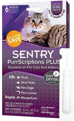 Show full view: Sentry PurrScriptions Flea & Tick Spot Treatment for Cats, over 6 lbs, 6 Doses (6-mos. supply) slide 3 of 9