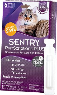 Show full view: Sentry PurrScriptions Flea & Tick Spot Treatment for Cats, over 6 lbs, 6 Doses (6-mos. supply) slide 6 of 9