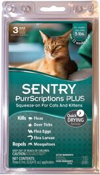 Sentry PurrScriptions Flea & Tick Spot Treatment for Cats, under 5 lbs, 3 Doses (3-mos. supply)