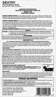 Show full view: Sentry PurrScriptions Flea & Tick Spot Treatment for Cats, under 5 lbs, 3 Doses (3-mos. supply) slide 2 of 6