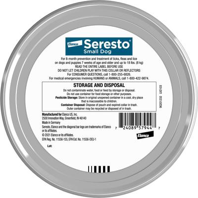 Show full view: Seresto Flea & Tick Collar for Dogs, up to 18-lbs, 1 Collar (8-mos. supply) slide 2 of 9