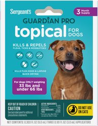 Sergeant's Guardian Dog Pro Flea & Tick Topical Treatment, 33-66-lb, 3 count