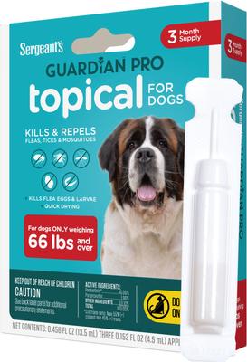 Show full view: Sergeant's Guardian Dog Pro Flea & Tick Topical Treatment, over 66-lb, 3 count slide 3 of 5