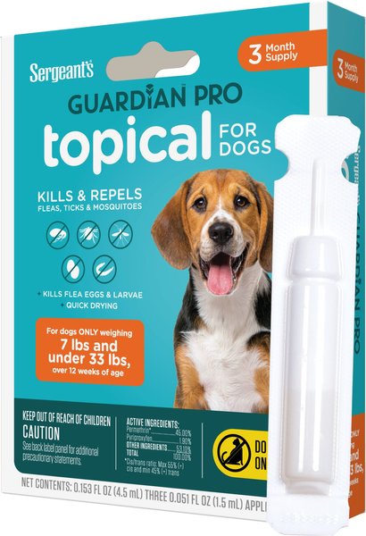 Sergeant's Guardian Pro Dog Flea & Tick Topical Treatment, under 33-lb, 3 count