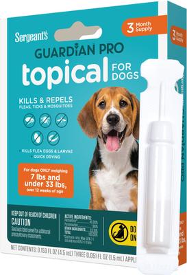Show full view: Sergeant's Guardian Pro Dog Flea & Tick Topical Treatment, under 33-lb, 3 count slide 3 of 5
