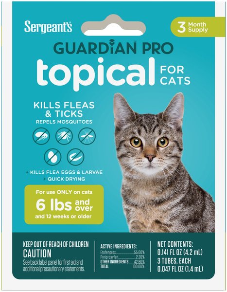 Sergeant's Guardian Flea & Tick Topical for Cats 3 Count Sergeant's Guardian Flea & Tick Topical for Cats 3 Count