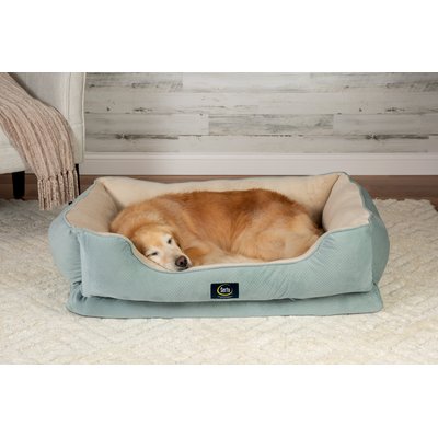 Serta Serta Cuddler Orthopedic Bolster Dog & Cat Bed, X-Large, Blue
