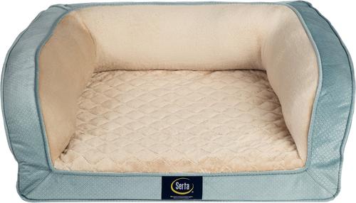 Show full view: Serta Quilted Orthopedic Bolster Dog Bed with Removable Cover, Blue, Petite slide 2 of 7