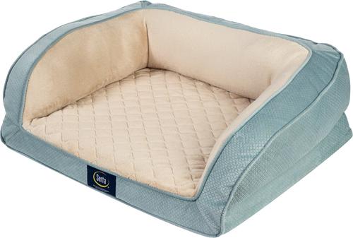 Show full view: Serta Quilted Orthopedic Bolster Dog Bed with Removable Cover, Blue, Petite slide 3 of 7