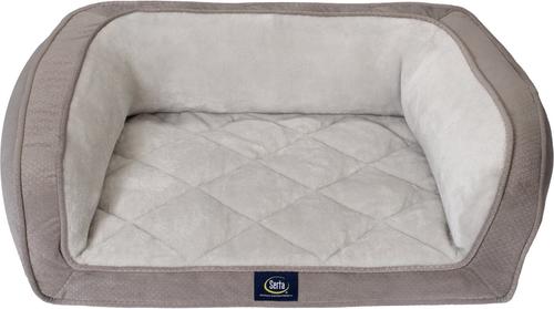 Show full view: Serta Quilted Orthopedic Bolster Dog Bed with Removable Cover, Gray, Petite slide 2 of 6