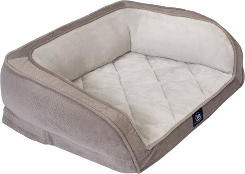 Show full view: Serta Quilted Orthopedic Bolster Dog Bed with Removable Cover, Gray, Petite slide 3 of 6