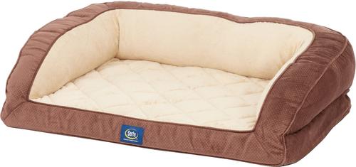 Show full view: Serta Quilted Orthopedic Bolster Dog Bed with Removable Cover, Mocha, Large slide 2 of 8