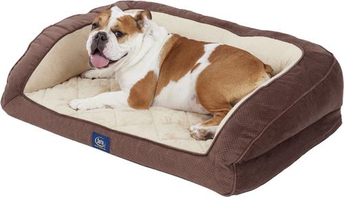 Show full view: Serta Quilted Orthopedic Bolster Dog Bed with Removable Cover, Mocha, Large slide 3 of 8