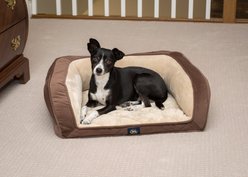 Serta Quilted Orthopedic Bolster Dog Bed with Removable Cover, Mocha, Petite