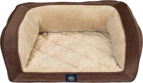 Show full view: Serta Quilted Orthopedic Bolster Dog Bed with Removable Cover, Mocha, Petite slide 2 of 6