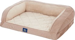 Serta Quilted Orthopedic Bolster Dog Bed with Removable Cover, Tan, Large slide 2 of 5