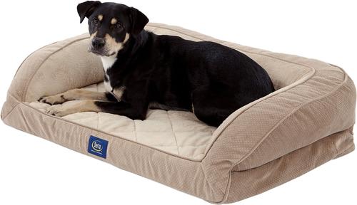 Show full view: Serta Quilted Orthopedic Bolster Dog Bed with Removable Cover, Tan, Large slide 3 of 8